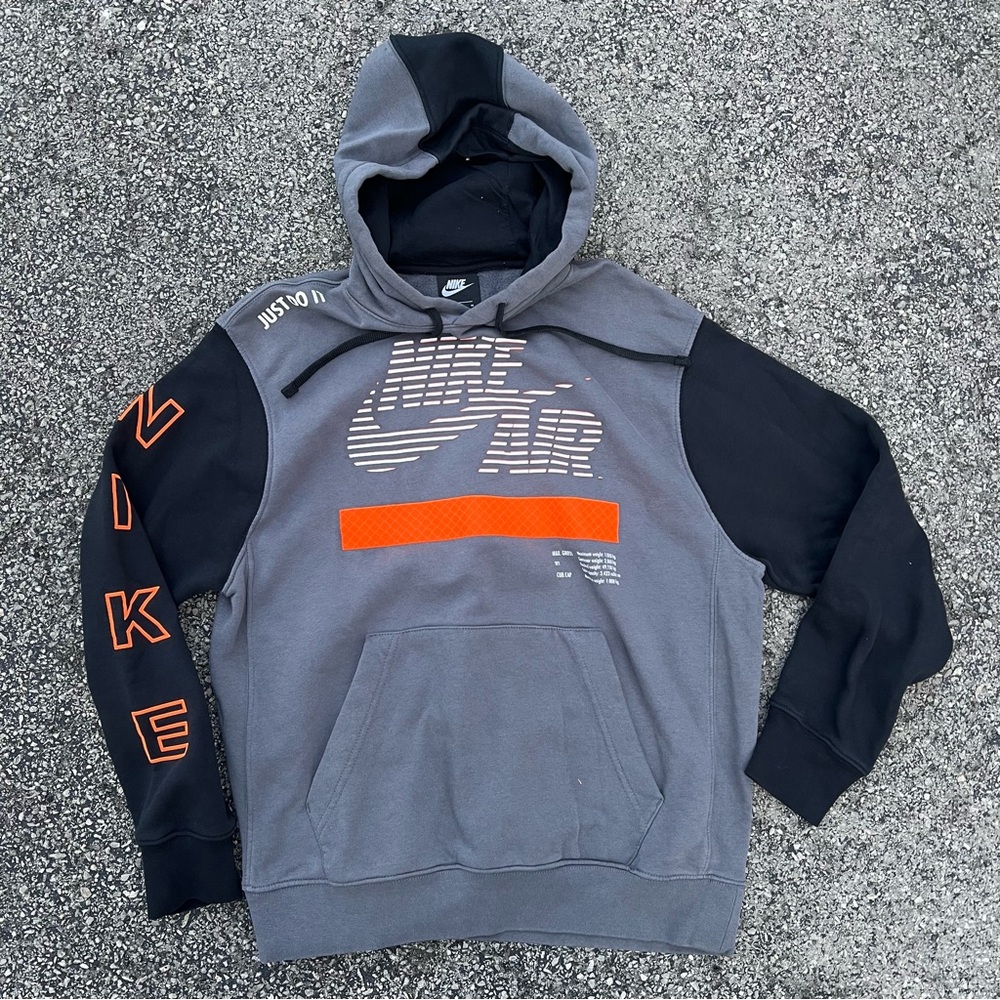 Nike Air Hoodie Men’s Medium Under Construction Sportswear Sweatshirt Gray Black